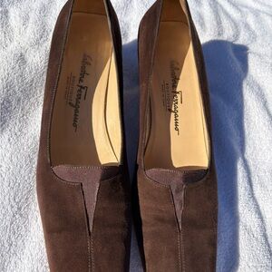 Salvatore Ferragamo Dark Brown Suede Loafers
